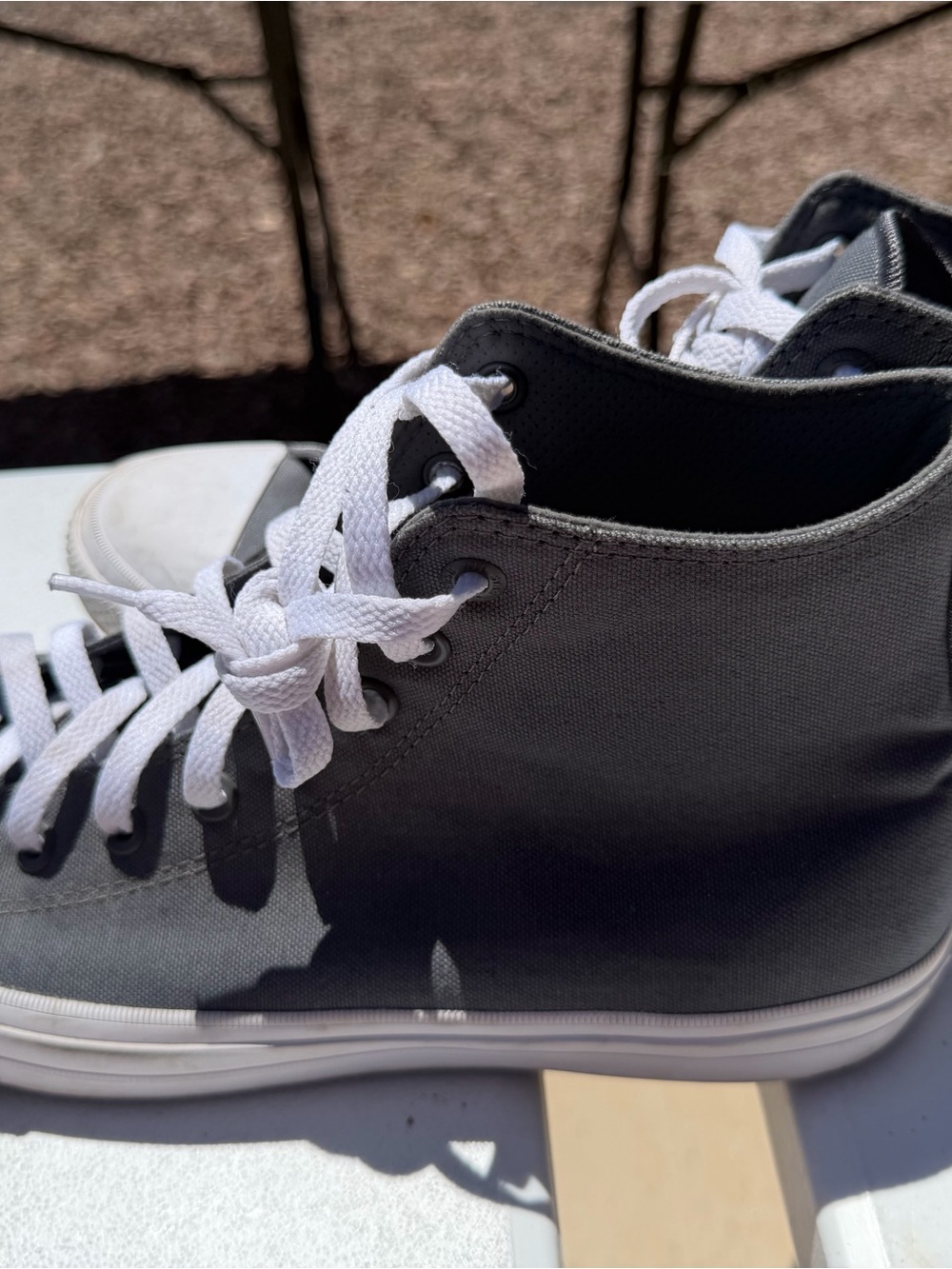 Converse High-Top Canvas Sneakers in Gray and White